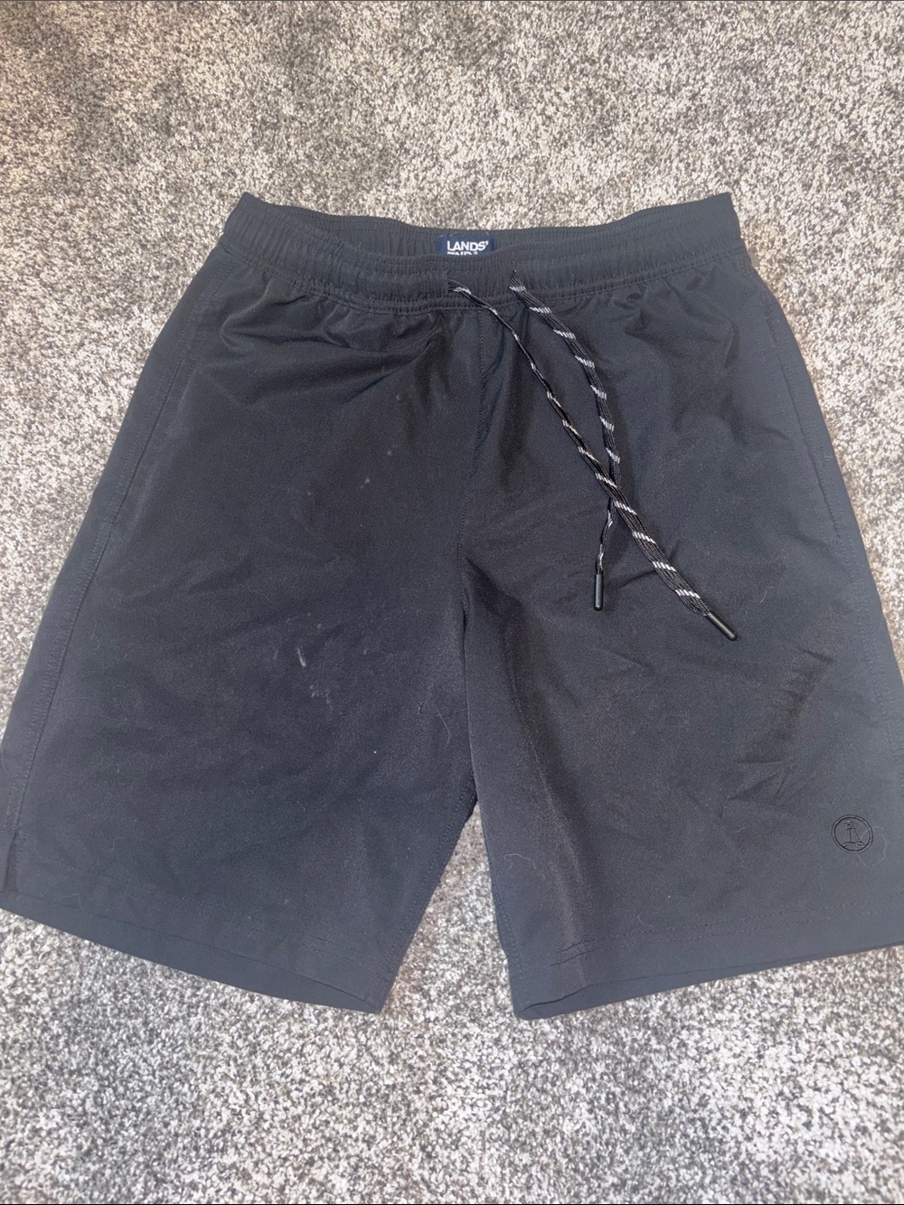 Lands' End Men's Black Athletic Drawstring Shorts